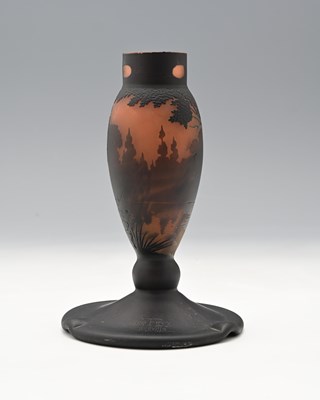 Lot 569 - Muller Freres, an Art Nouveau cameo glass lamp...