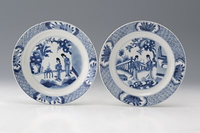 Lot 430 - A pair of Chinese blue and white plates,...