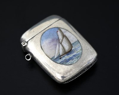 Lot 41 - A Victorian silver and enamel vesta case, by...