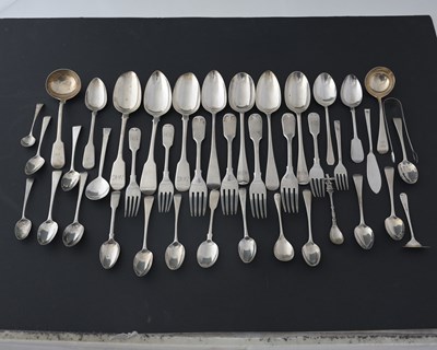 Lot 306 - A group of hallmarked silver flatware,...
