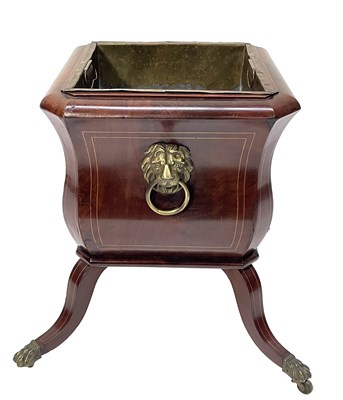 Lot 491 - A Regency mahogany strung jardiniere, of...
