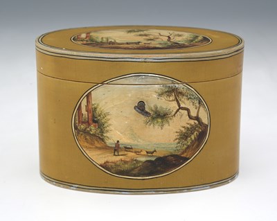 Lot 196 - A George III treen tea caddy, circa 1790, oval...