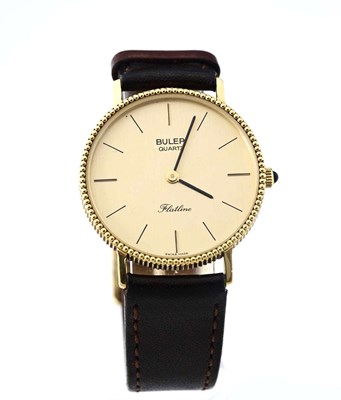 Lot 78 - An 18ct gold Buler Flatline wrist watch