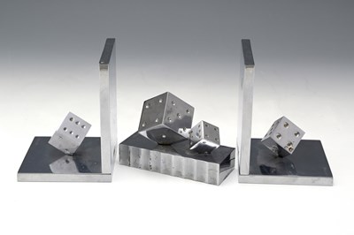 Lot 171 - Edgar Brandt, a pair of Art Deco chromed dice...