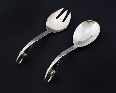 Lot 125 - Georg Jensen, a pair of Blossom design silver...