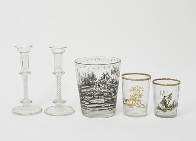Lot 541 - Three Bohemian glass beakers, late 18th/19th...