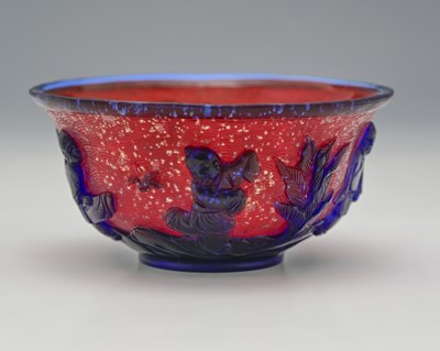 Lot 476 - A Chinese Peking cameo glass bowl, blue over...