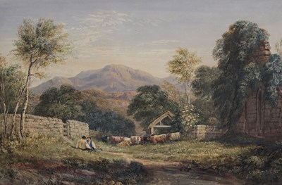 Lot 309 - David Cox (British, 1783-1859), a mountainous...