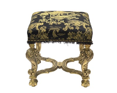 Lot 487 - A carved oak stool, late 17th Century, and...