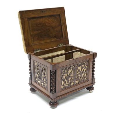 Lot 493 - A mid-Victorian figured walnut Canterbury...