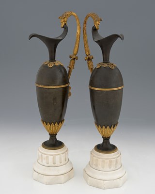 Lot 214 - A pair of French bronze ewers, circa 1870, of...