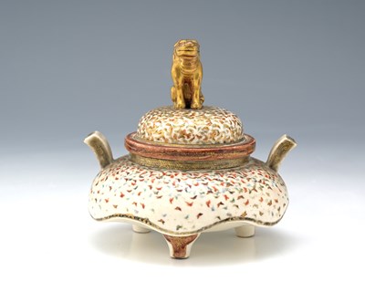 Lot 439 - A Japanese Satsuma koro, twin handled ding...