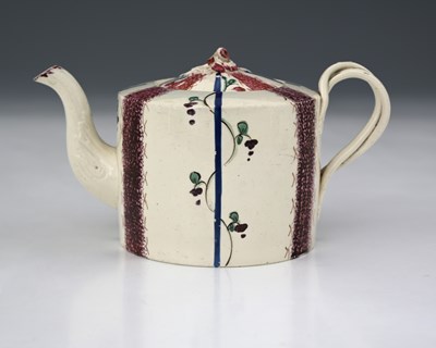 Lot 820 - Leeds, a creamware teapot, circa 1770, tapered...