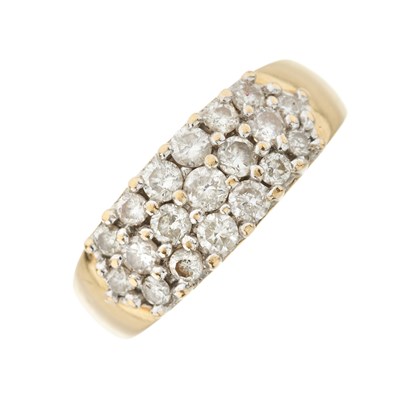 Lot 181 - An 18ct gold diamond three-row dress ring