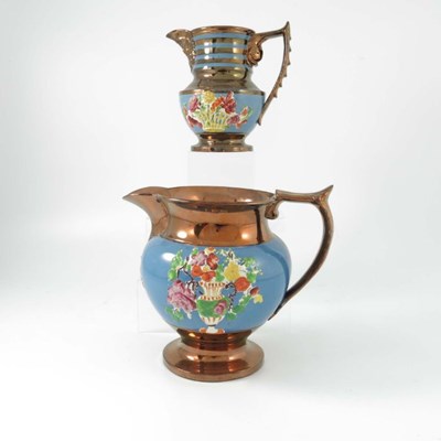 Lot 1009 - Two 19th century Copper lustre jugs, baluster...