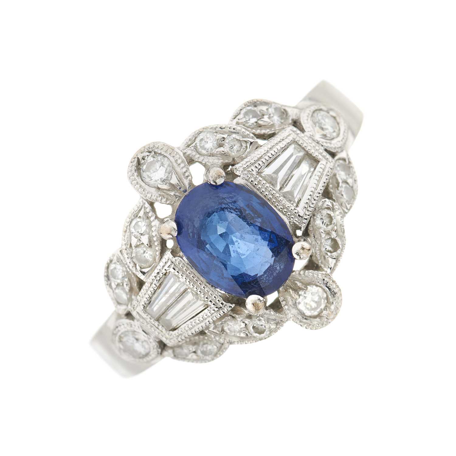 Lot 44 - An 18ct gold sapphire and diamond dress ring