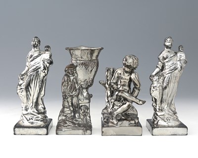 Lot 817 - Four Staffordshire silver lustre figures,...
