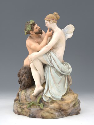 Lot 637 - Meissen, a figure group of Pan comforting...