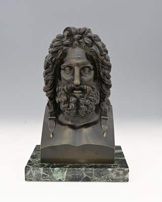 Lot 225 - A 19th century bronze bust of Zeus, modelled...