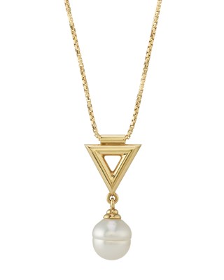 Lot 155 - An 18ct gold cultured pearl drop necklace