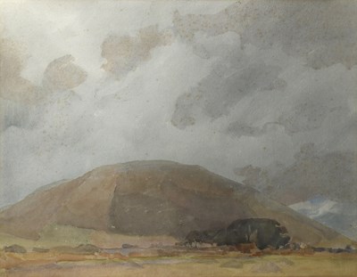 Lot 512 - Archibald Knox (1864-1933) Hill landscape,...