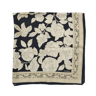 Lot 304 - Chanel, a vintage Camellia silk scarf.