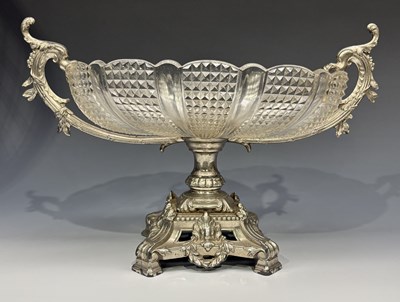 Lot 350B - A French cast metal and glass centrepiece bowl,...