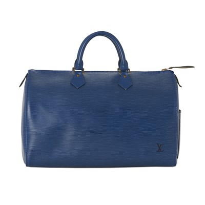 Lot 351 - Louis Vuitton, a blue epi Speedy 35 handbag.