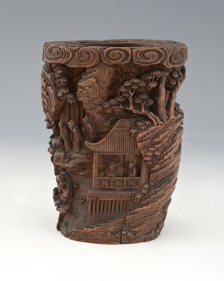 Lot 364 - A Chinese bamboo brush pot, Qing dynasty,...