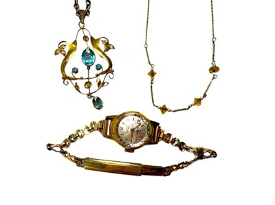 Lot 651 - An Arts and Crafts 9 carat gold and blue paste...