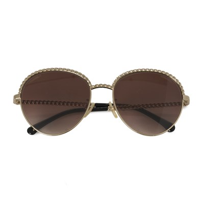 Lot 306 - Chanel, a pair of Pantos sunglasses with chain.