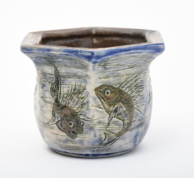 Lot 20 - A Martin Brothers Aquatic stoneware vase by...