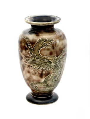 Lot 8 - A Martin Brothers stoneware dragon vase by...