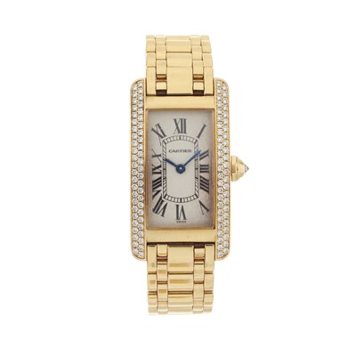 Lot 192 - Cartier, an 18ct gold Tank Américaine bracelet watch