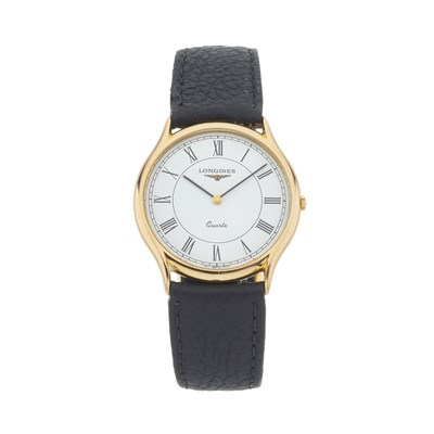 Lot 209 - Longines, a 9ct gold wrist watch
