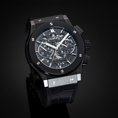 Lot 202 - Hublot, a ceramic Classic Fusion Aerofusion Black Magic chronograph wrist watch