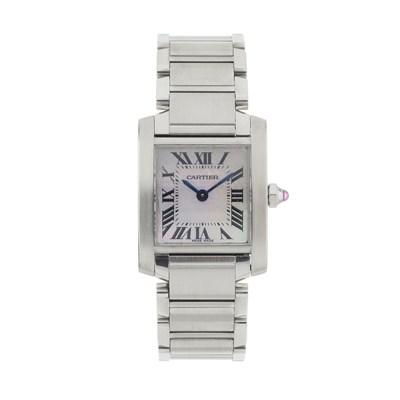 Lot 191 - Cartier, a stainless steel Tank Française bracelet watch