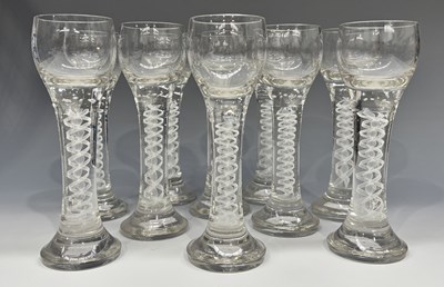 Lot 343 - A set of opaque twist wine glasses, h: 20cm...