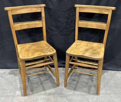 Lot 875A - A pair of lightwood, school or chapel chairs,...