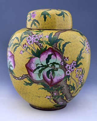 Lot 381 - A large oriental cloisonne ginger jar and...