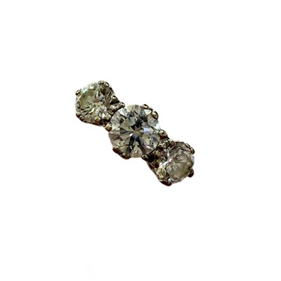 Lot 670 - A 9ct gold diamond three-stone ring