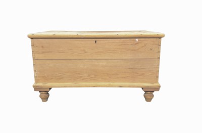 Lot 924 - A stripped pine blanket chest or box, the top...