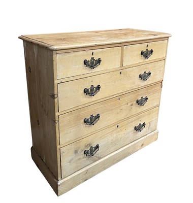 Lot 908 - A 19th century waxed pine country chest of...
