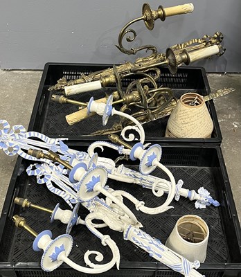 Lot 45 - A set of four triple arm Neo-classical metal...