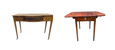 Lot 926 - A Georgian style mahogany desk, green tooled...