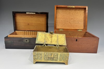 Lot 333 - A collection of three boxes to include a brass...