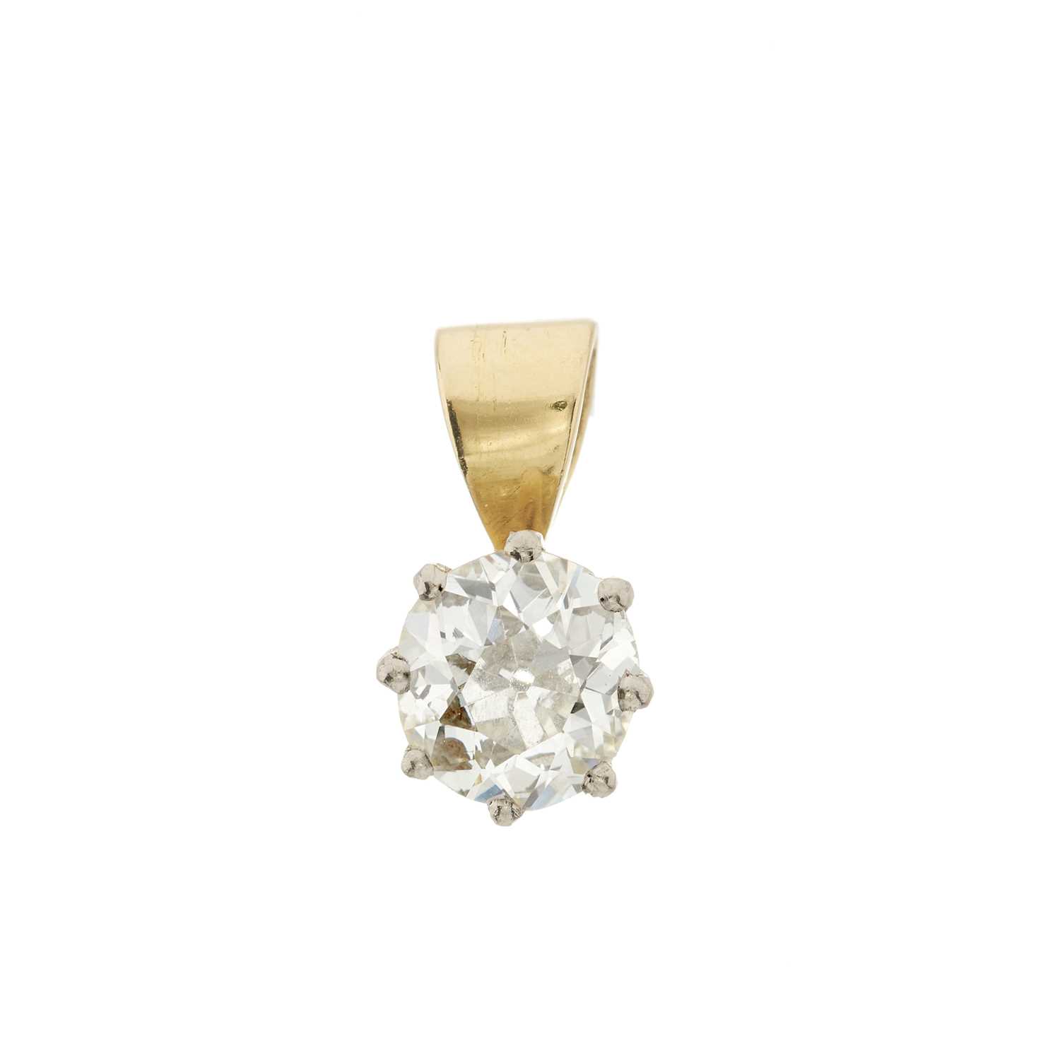 Lot 45 - An 18ct gold old-cut diamond single-stone pendant