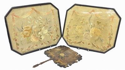 Lot 405 - A paper mache lacquered face screen of...
