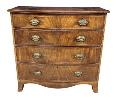 Lot 921 - A Georgian mahogany bow fronted chest of...