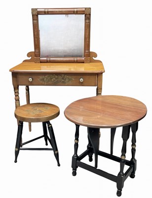 Lot 950 - A dressing table, mirror and stool with a...